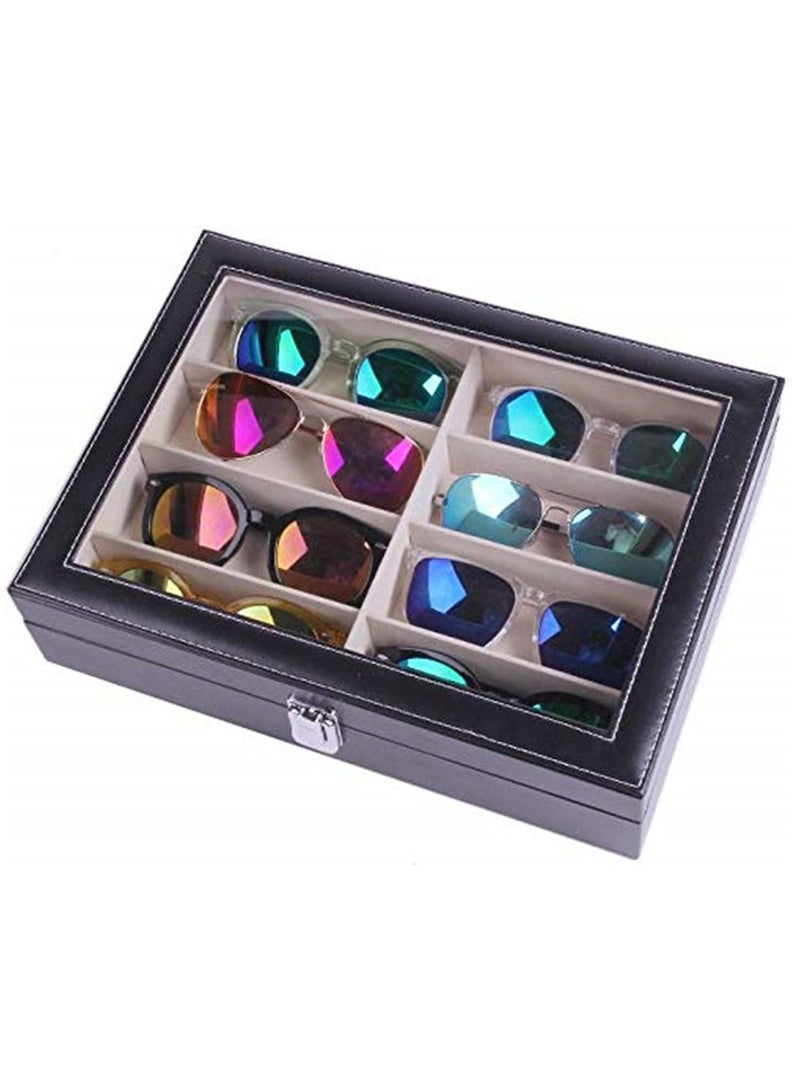 Handmade Acrylic Plate Glass Windows Leather Sunglasses Storage Box for 8 Glasses - Image 3