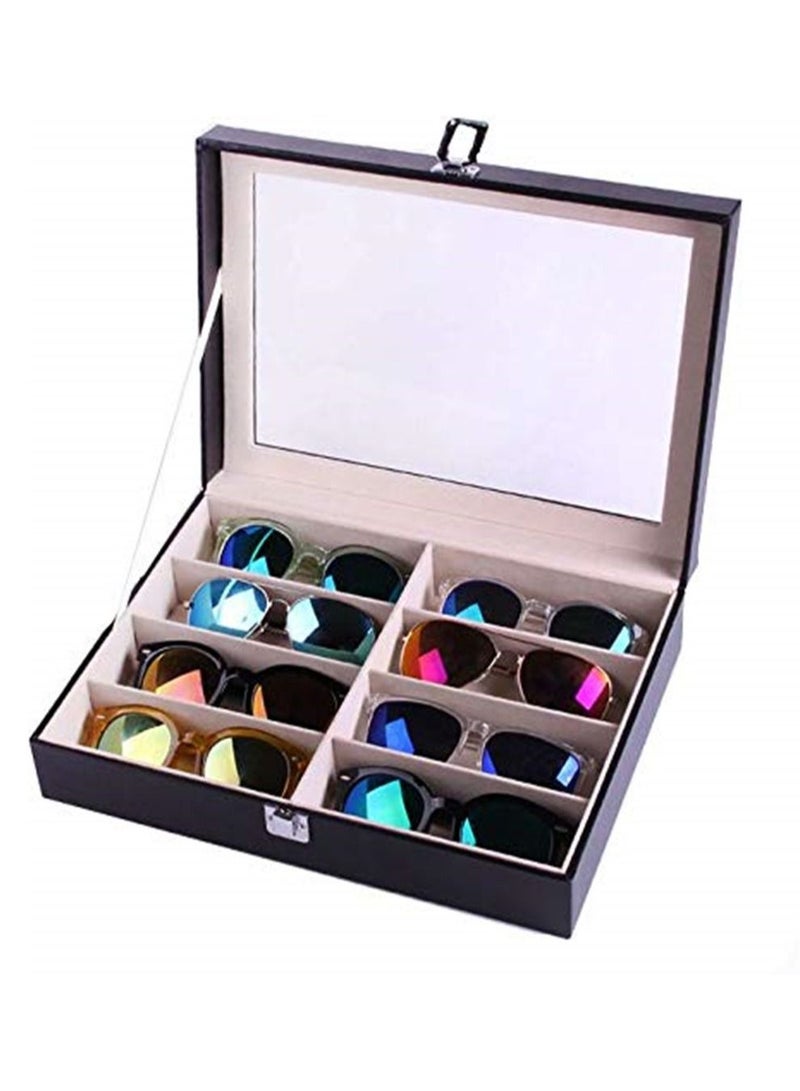 Handmade Acrylic Plate Glass Windows Leather Sunglasses Storage Box for 8 Glasses - Image 4