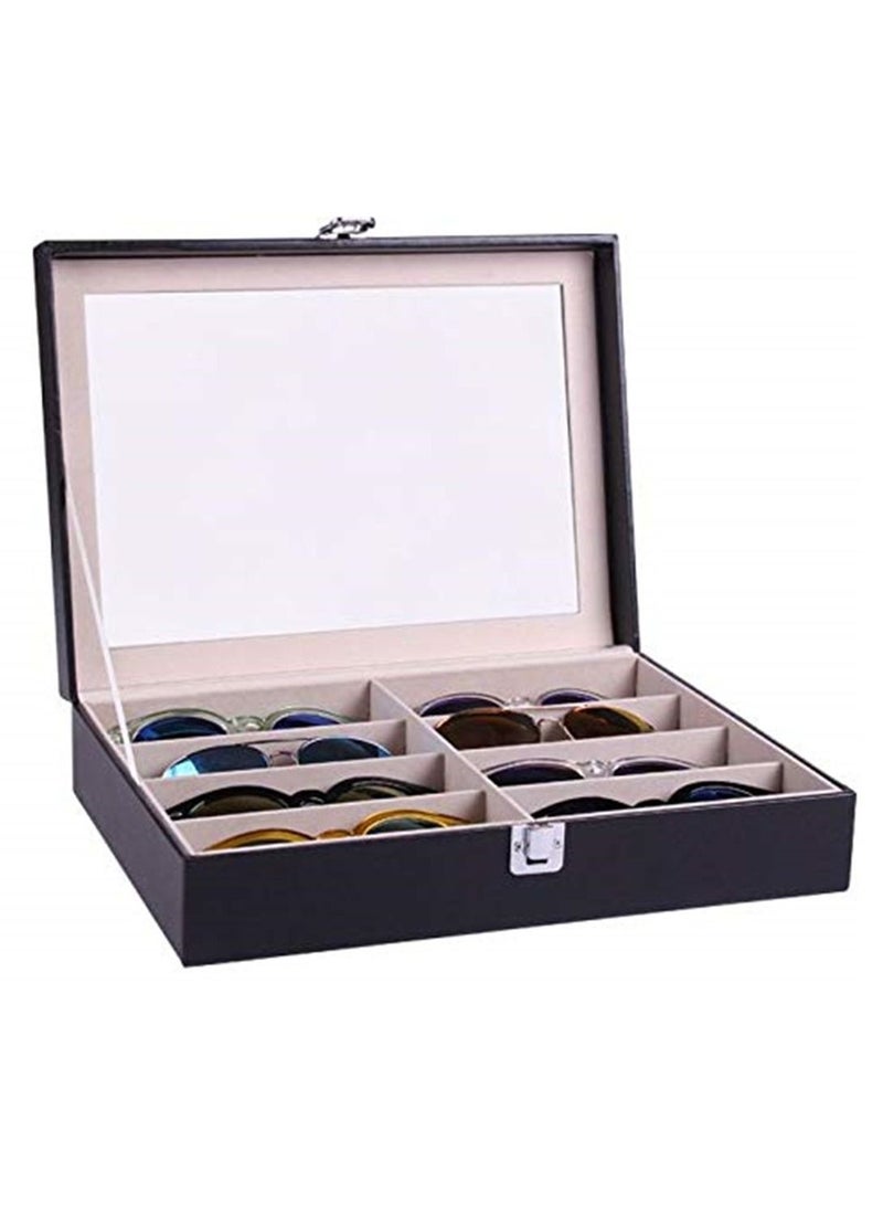 Handmade Acrylic Plate Glass Windows Leather Sunglasses Storage Box for 8 Glasses - Image 1