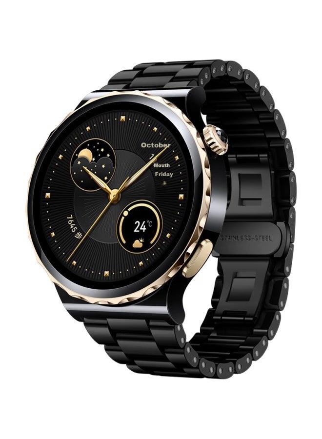 Wei Qiantu Weiqiantu Ceramic Watch Band For Huawei Gt5, Gt4, Gt5 Pro, Gt3, 4 Pro Smarch 22mm Ceramic Strap For Men And Women, 46/48mm, Three Beads Black - Image 2