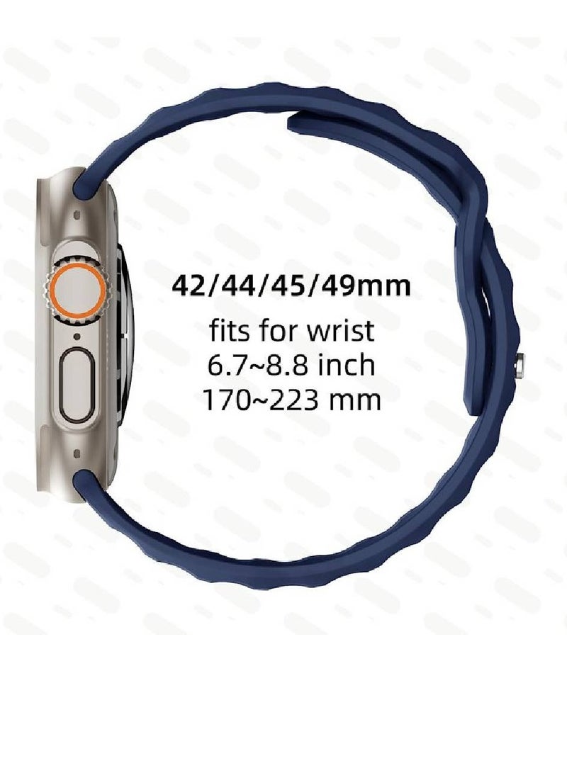 Replacement New Design Silicone Waterproof Strap For Apple Watch Ultra Band 49mm For iWatch Series 8/7/6/5/4/3/2/1/SE/Ultra, 49mm 45mm 44mm 42mm Blue