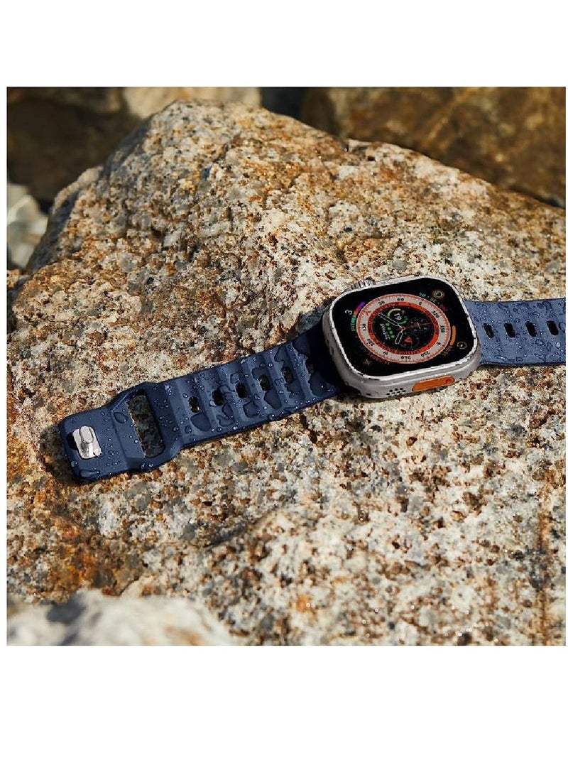 Replacement New Design Silicone Waterproof Strap For Apple Watch Ultra Band 49mm For iWatch Series 8/7/6/5/4/3/2/1/SE/Ultra, 49mm 45mm 44mm 42mm Blue