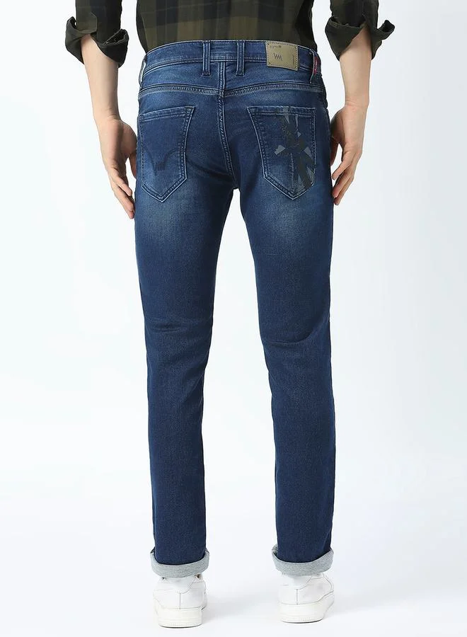 LAWMAN Pg3 Mid Rise Low Fade Jeans with Pocket Detail by Styli