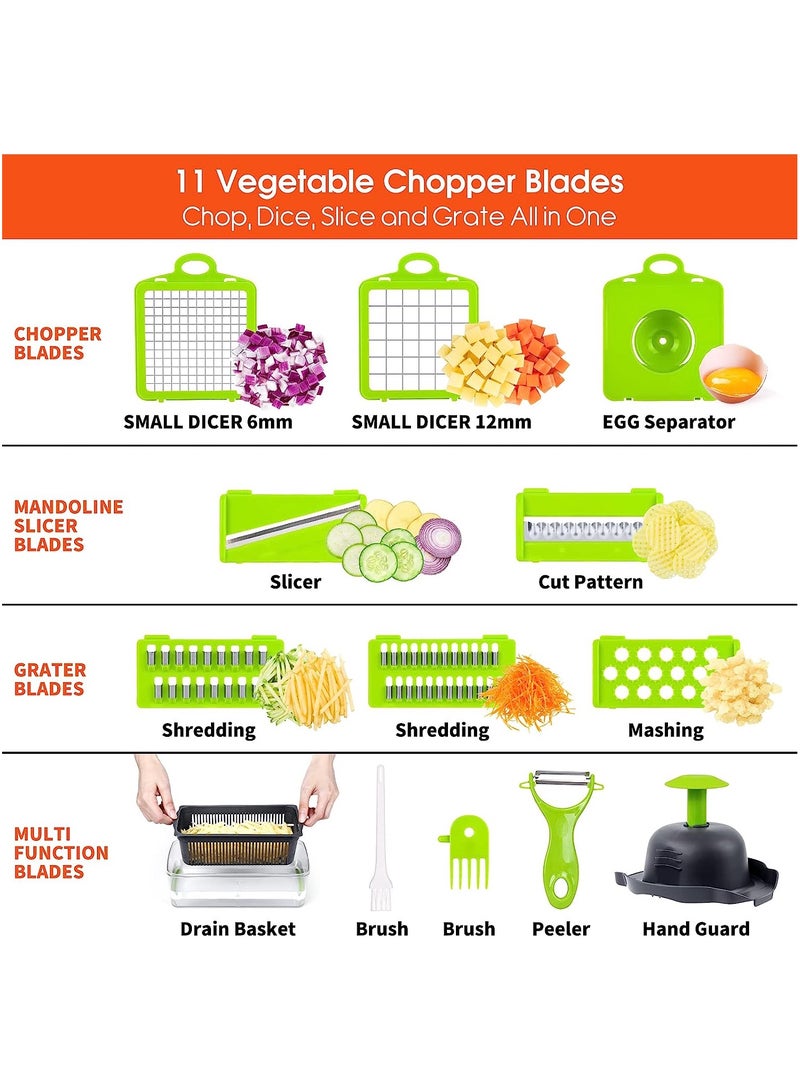قطاعة خضروات متعددة الوظائف 14 في 1 - 11 شفرات محضرة طعام للتقطيع والتقطيع والبصل والطماطم والجزر، وتتضمن حاوية، وتوفر الوقت للطهي المنزليقطاعة سلطة خضارقطاعة سلطة - Image 5