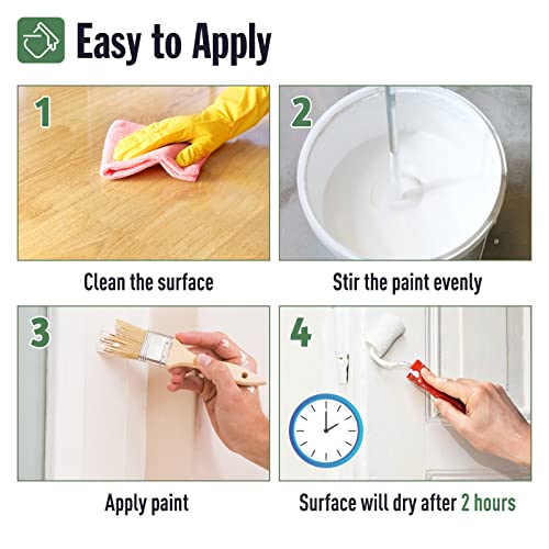 DWIL Matte Finish Furniture Paint - 32 Oz Wood Paint for Cabinets, Doors, Tables, and Dressers Refinishing - Water-Based, Non-Toxic & Odorless, Easy to Apply(Organza Green)-With Tools - Image 3
