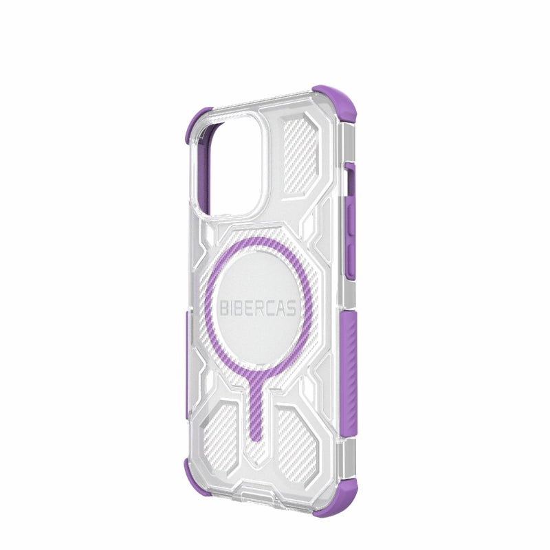 BIBERCAS For Iphone 13 Pro Transparent Color Series Magsafe Air Bag Shockproof Phone Case(Purple) - Image 3