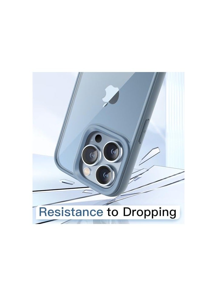 جي تيك حافظة JETech لهاتف iPhone 13 Pro Max مقاس 6.7 بوصة، غطاء ممتص للصدمات للهاتف، إطار من مادة TPU بلون سادة غير لامع، ظهر شفاف مضاد للخدش (أزرق سييرا) - Image 2