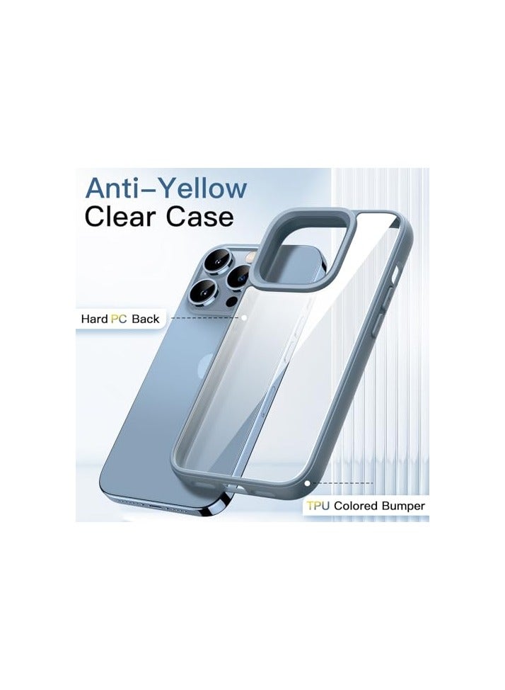 جي تيك حافظة JETech لهاتف iPhone 13 Pro Max مقاس 6.7 بوصة، غطاء ممتص للصدمات للهاتف، إطار من مادة TPU بلون سادة غير لامع، ظهر شفاف مضاد للخدش (أزرق سييرا) - Image 4