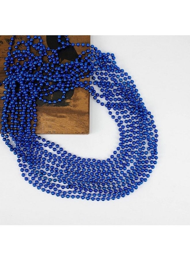 GiftExpress 72 Pack Of 33 Mardi Gras Beads Necklace Metallic Royal Blue Beaded Necklace Mardi Gras Throws Party Beads Costume Necklaces  - Image 4