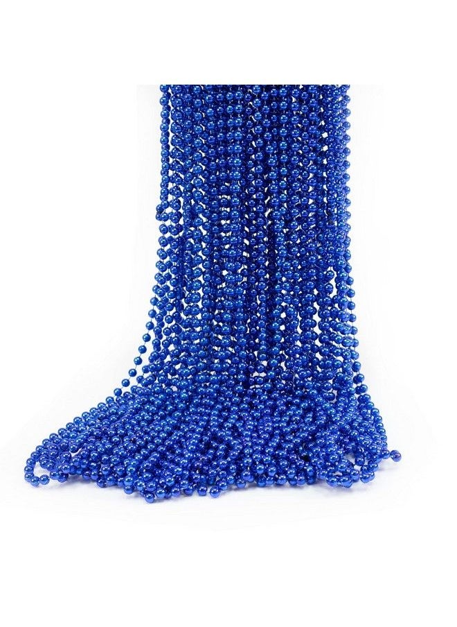 GiftExpress 72 Pack Of 33 Mardi Gras Beads Necklace Metallic Royal Blue Beaded Necklace Mardi Gras Throws Party Beads Costume Necklaces  - Image 2