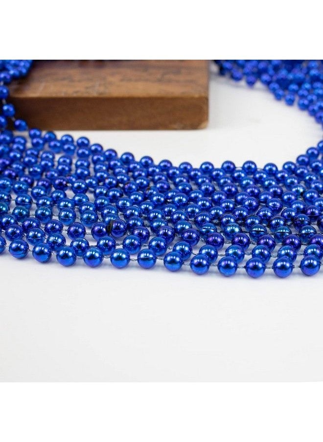 GiftExpress 72 Pack Of 33 Mardi Gras Beads Necklace Metallic Royal Blue Beaded Necklace Mardi Gras Throws Party Beads Costume Necklaces  - Image 3