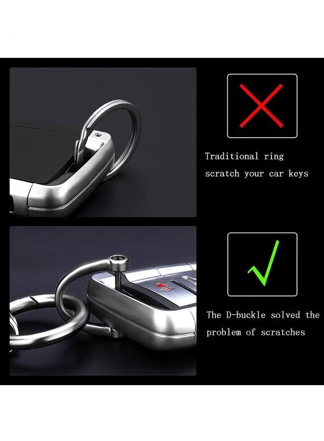 Car PU Leather Metal Keychain - Plaid Leather Zinc Alloy Ring 360° Rotating - Car Universal Wrist Band - Key School Bag Car Decoration Pendant - Black-brown/Send a Screwdriver - Image 3