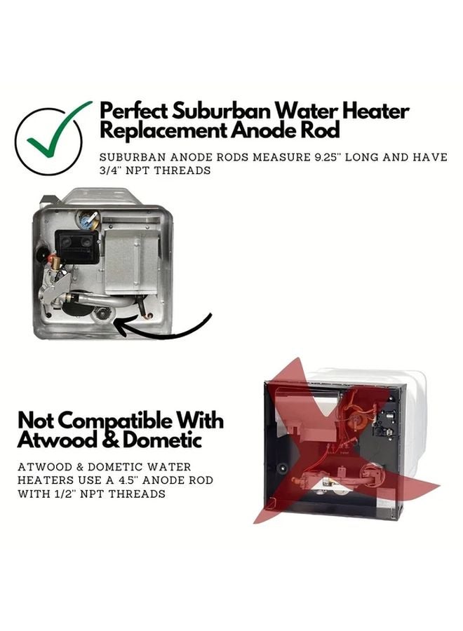 9.25 Inch Magnesium Anode Rod For Water Heater 3 4 Threads Corrosion Protection RV Suburban Mor Flo 6 Gallon Indoor Use - Image 5