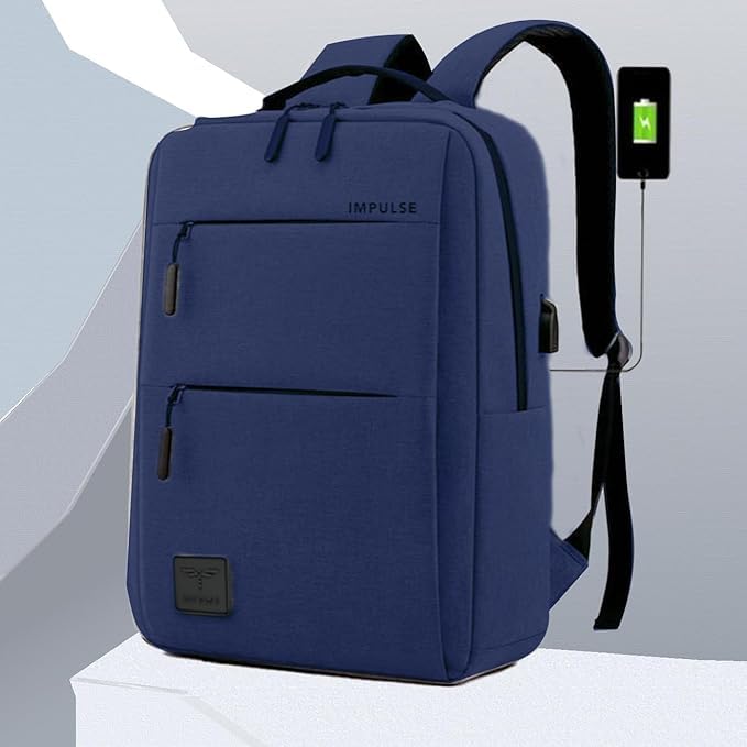 Impulse Empower Elite Laptop Backpack for Men & Women | 25L Polyester School & College Bag | USB Charging Port | Padded Laptop Sleeve | Multiple Pockets with Bottle Holder | Blue - Image 2