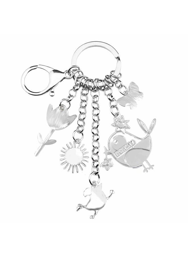 BONSNY Enamel Zinc Alloy Birds Flower Butterfly Key Chains Keyrings For Women Handbag Car Key, Green - Image 4