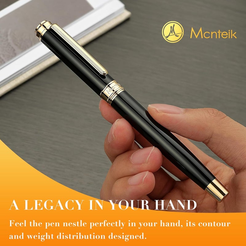MCNTEIK 317 Luxury Rollerball Pen - Black Lacquer with 24K Gold Finish - Image 5
