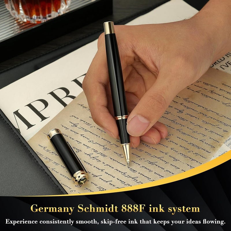 MCNTEIK 317 Luxury Rollerball Pen - Black Lacquer with 24K Gold Finish - Image 4
