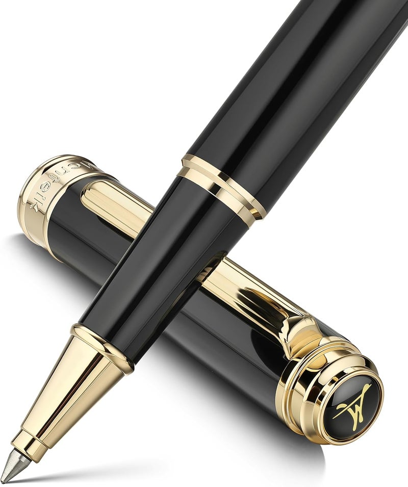 MCNTEIK 317 Luxury Rollerball Pen - Black Lacquer with 24K Gold Finish - Image 1