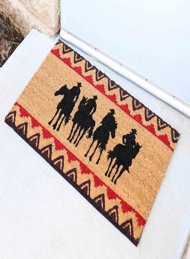 Ebros Gift Colorful Rustic Western Coir Coconut Fiber Floor Mat Doormat 29" by 17" Indoor Outdoor Home Decorative Mats Country Cabin Lodge Farmhouse (Wild West Riders Cowboys) - Image 1