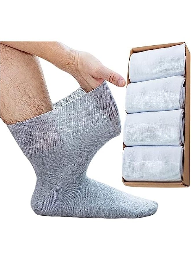 Generic 4 Pack Diabetic Crew Socks Extra Wide Super Soft Non-Binding Top Edema Socks for Swollen Feet Uni  - Image 1