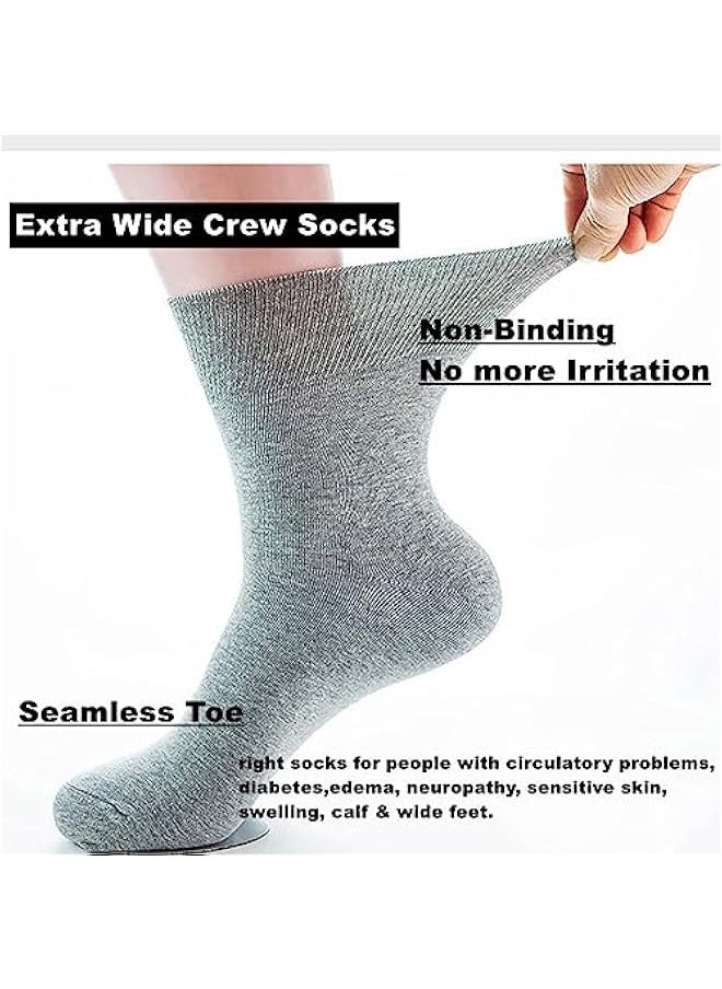 Generic 4 Pack Diabetic Crew Socks Extra Wide Super Soft Non-Binding Top Edema Socks for Swollen Feet Uni  - Image 2