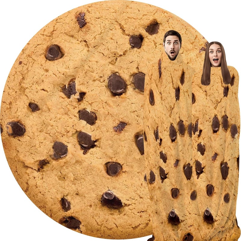 Abaysto Cookie Blanket for Adults & Kids, Soft Flannel Round Novelty Food Blanket, Giant Food Gift for Bedding, Crib, Sofa, Outdoors 200CM - Image 1