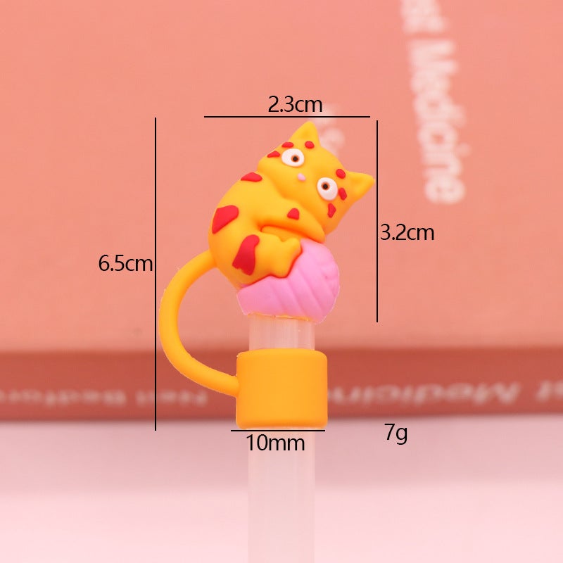 Soft Glue 7 8 10Mm Straw Cap Silicone Cute Cartoon Doll Straw Plug Pvc Stereo Dustproof Straw Cap - Image 1