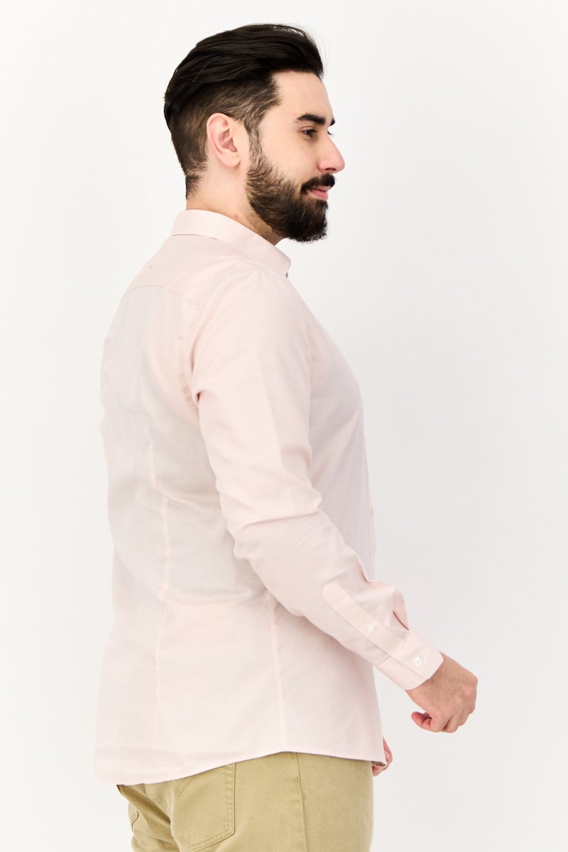 Selected Homme Men Regular Fit Long Sleeves Textured Casual Shirt, Pink - Image 2