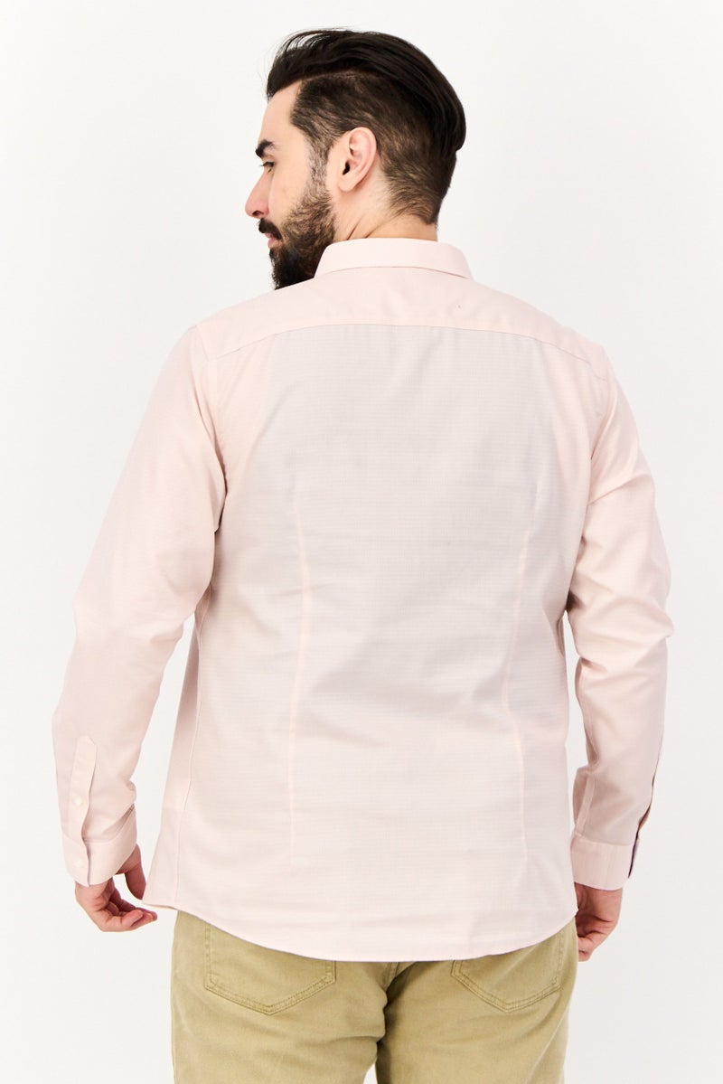 Selected Homme Men Regular Fit Long Sleeves Textured Casual Shirt, Pink - Image 4