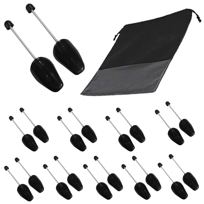 WAJJ 10 Pairs Practical Adjustable Length Men Shoe Tree Stretcher Holder Shaper Support Black Spring