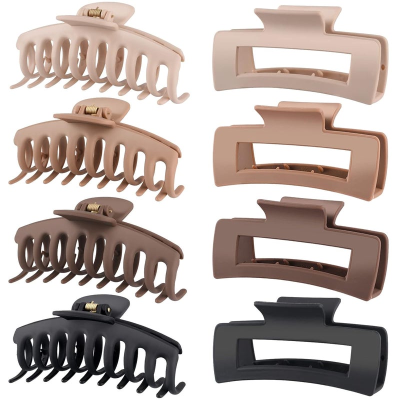 LuSeren Hair Clips for Women 43 Inch Large Hair Claw Clips for Women Thin Thick Curly Hair Big Matte Banana ClipsStrong Hold jaw clipsNeutral Colors
