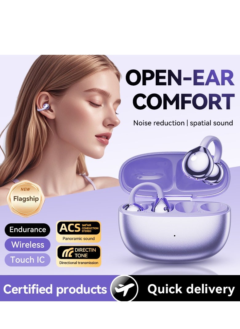 Generic - Smart AI translation simultaneous translation Bluetooth headset M108 ear clip type non-in-ear air conduction OWS wireless Bluetooth headset - Image 1