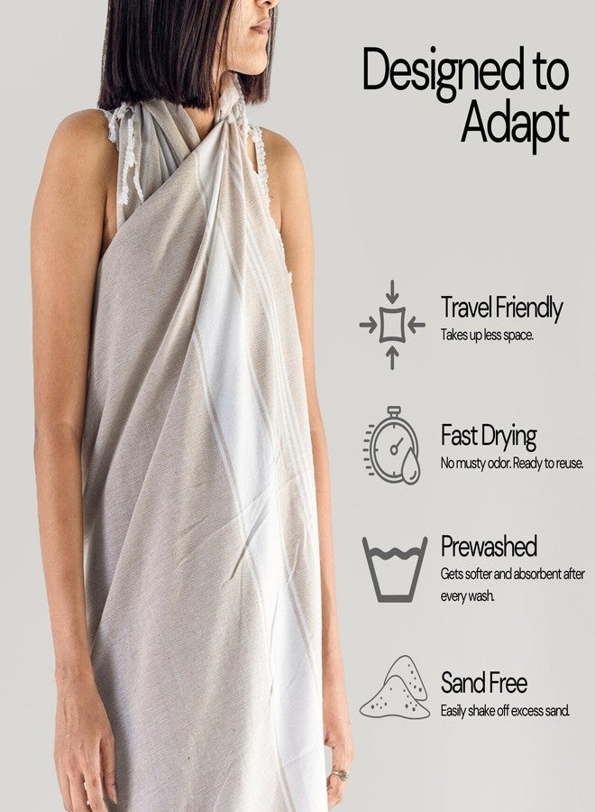 Salt Earth Cotton Turkish Beach Towel, Set of 2-36" X72" Large Bath Towels, Quick Dry Towel, Bathroom, Beach Essentials, Gym, Quick Dry for Shower, Lightweight Large Towels for All (Beige) - Image 3