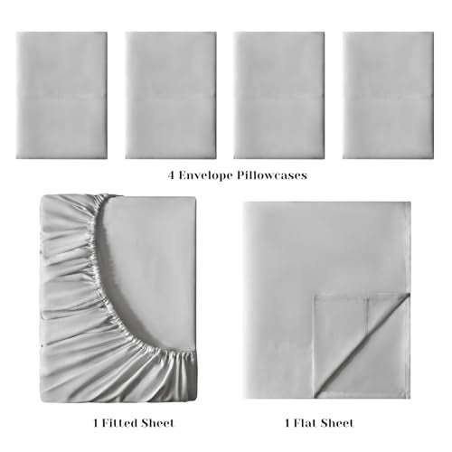 BYSURE Hotel Luxury Bed Sheets Set 6 Piece(Queen, Light Gray) - Super Soft 1800 Thread Count 100% Microfiber Sheets with Deep Pockets, Wrinkle & Fade Resistant - Image 3