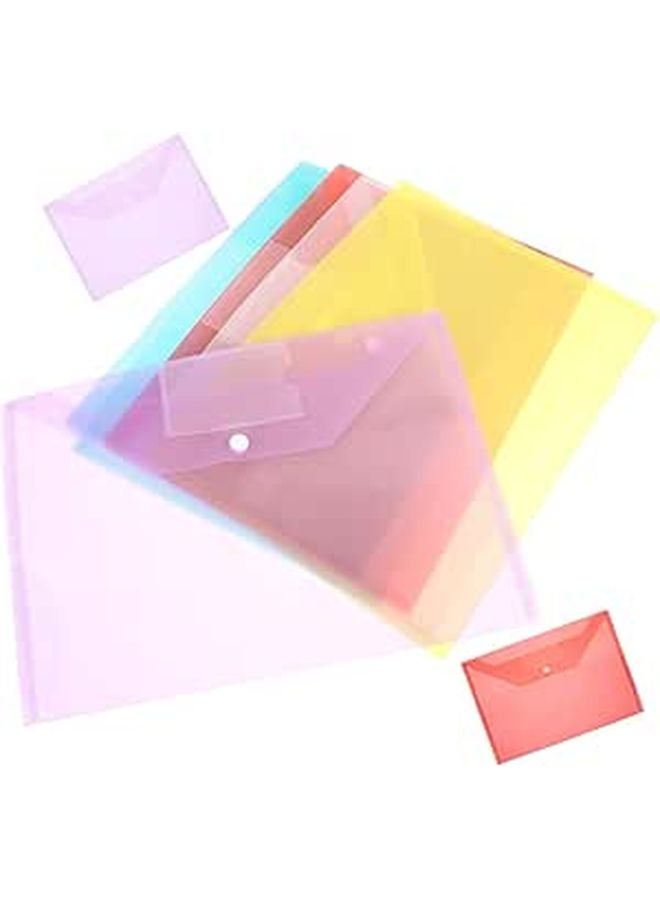 8Pcs A4 Pp File Folder Set Button Closure Thick Plastic Document Holders Mixed Color Office School Filing - Image 1