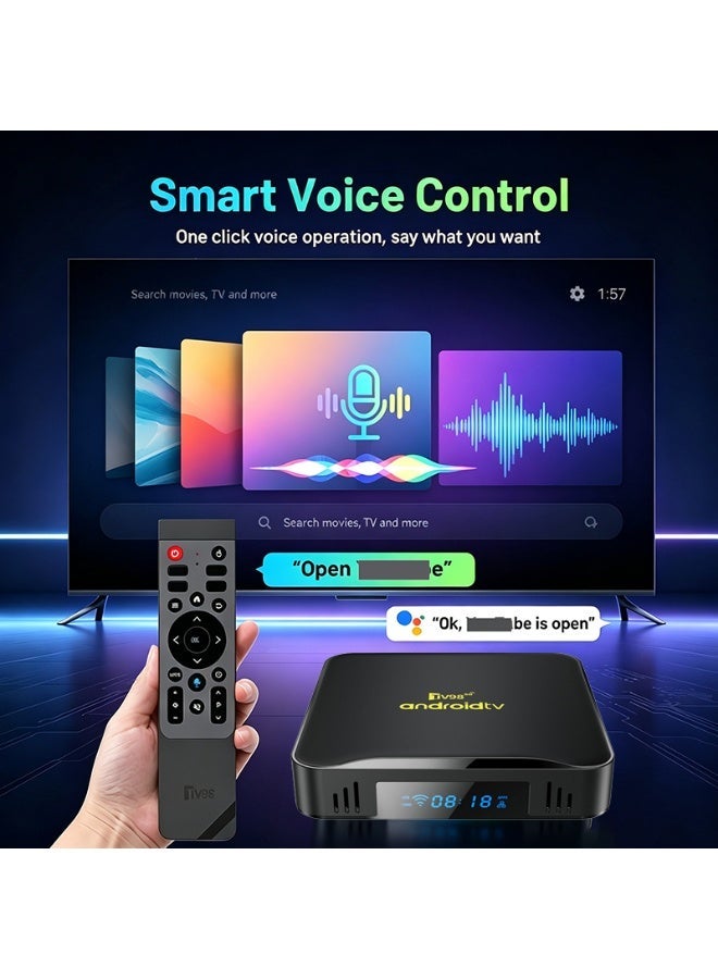 تلفزيون جهاز تلفزيون يعمل بنظام أندرويد 14 بسعة 2 جيجابايت و16 جيجابايت، طراز ATV RK3518، معالج رباعي النواة، مشغل وسائط بدقة 8K، دعم ثلاثي الأبعاد، واي فاي مزدوج، بلوتوث، جهاز تحكم عن بعد صوتي مع عرض الوقت، جهاز استقبال H.265 بدقة 4K، طراز 2026 الجديد - Image 1