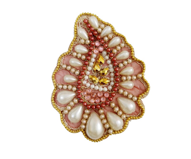 Little Shoppe Pink Floral Embroidered Sewing Patch Size08 cm 06 cmPack of 3 - Image 1