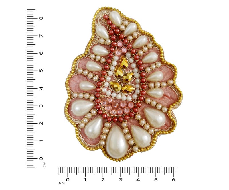 Little Shoppe Pink Floral Embroidered Sewing Patch Size08 cm 06 cmPack of 3 - Image 2