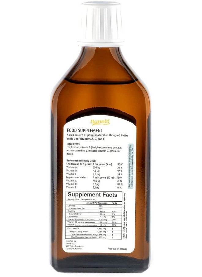Sanniti 100% Natural Cod Liver Oil, Wild Caught Nordic, 250 Ml (Pack Of 2) (Variety)  - Image 2