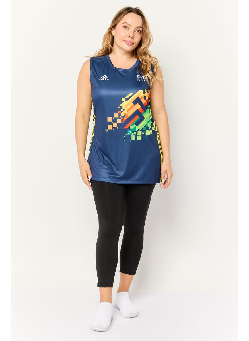 Adidas Women Sportswear Fit Vollyball Jersey, Navy  - Image 2
