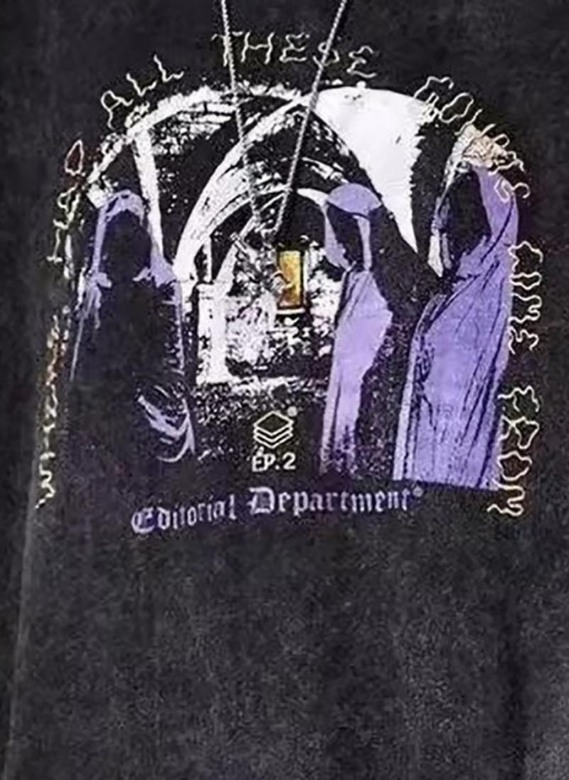 YUNIQEE Grey Printed Half Sleeve Round Neck T-Shirt - Image 2