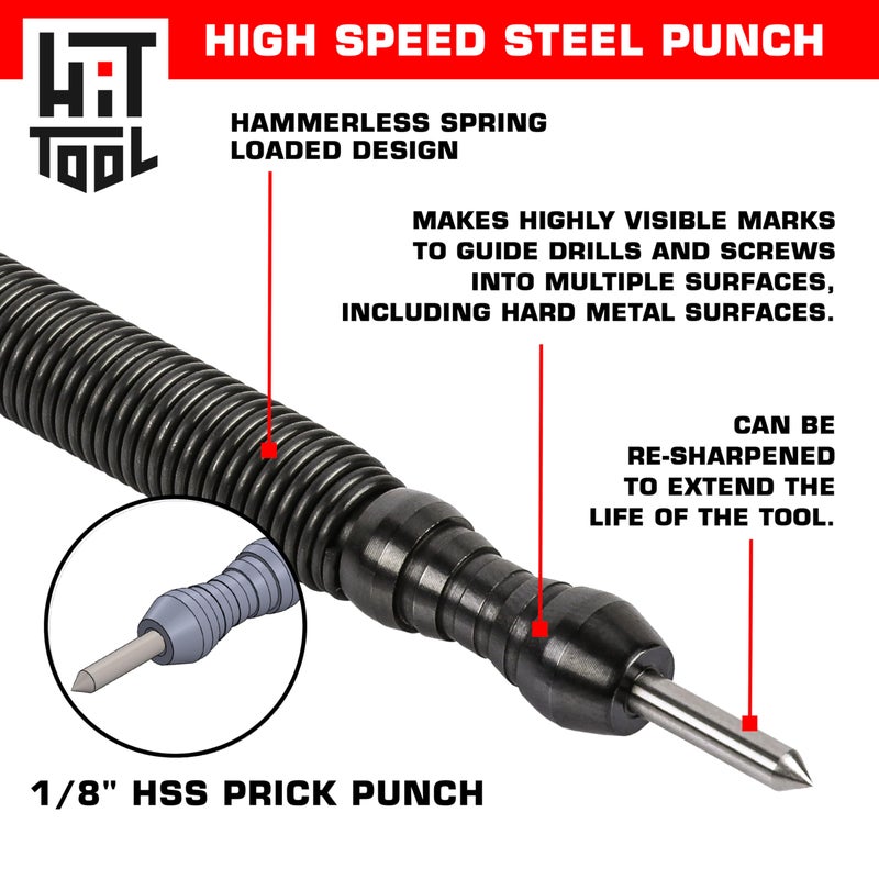 HIT Tool Hammerless Single Ended High Speed Steel Center Punch - Image 2