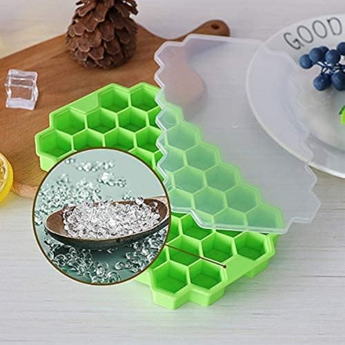 PXBQ Silicone Ice Cube Molds, Flexible 37 Ice Trays BPA Free, for Whiskey Cocktail, Stackable and Safe Ice Cube Small Cubes Fridge Bar Soft Tray (Honeycomb with LID - Pack of 3) - Image 3