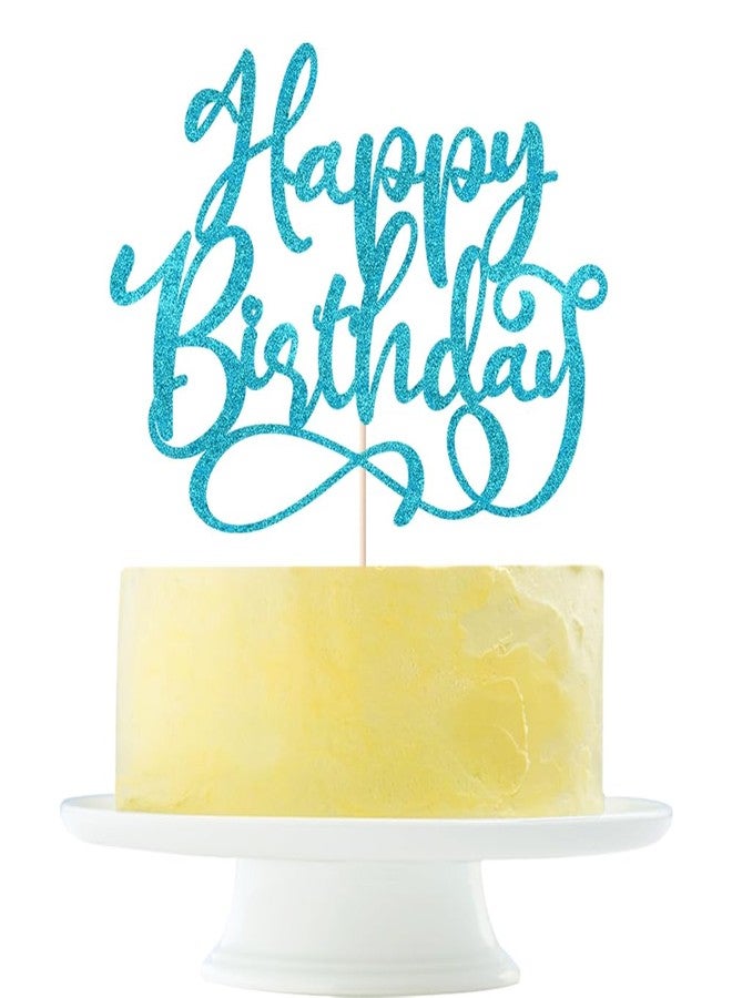 Yetxel Gold Glitter Happy Birthday Cake Topper, Cake Decoration Suitable For Party Decoration - Anniversary/Birthday (Blue) - Image 1