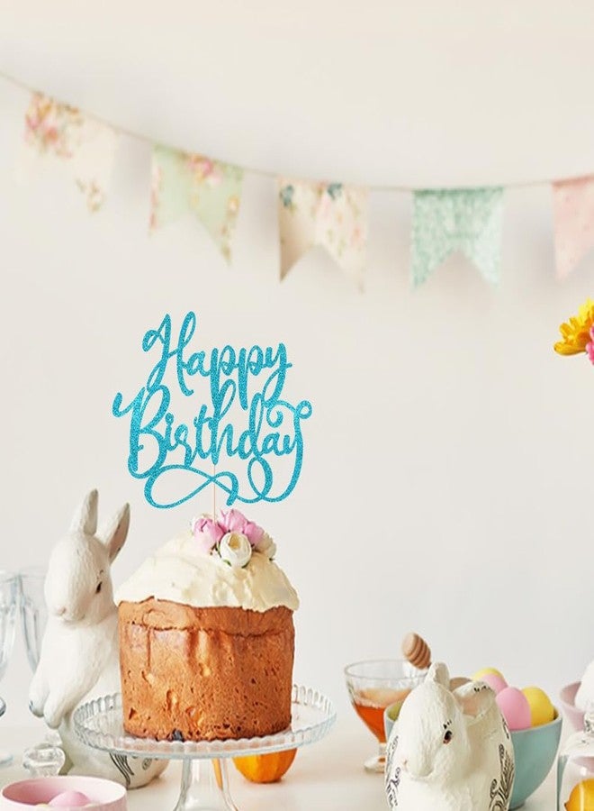 Yetxel Gold Glitter Happy Birthday Cake Topper, Cake Decoration Suitable For Party Decoration - Anniversary/Birthday (Blue) - Image 4