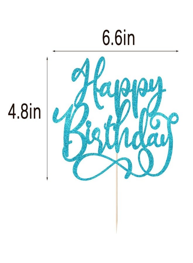 Yetxel Gold Glitter Happy Birthday Cake Topper, Cake Decoration Suitable For Party Decoration - Anniversary/Birthday (Blue) - Image 2