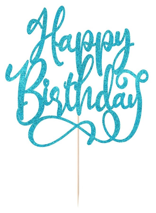 Yetxel Gold Glitter Happy Birthday Cake Topper, Cake Decoration Suitable For Party Decoration - Anniversary/Birthday (Blue) - Image 3