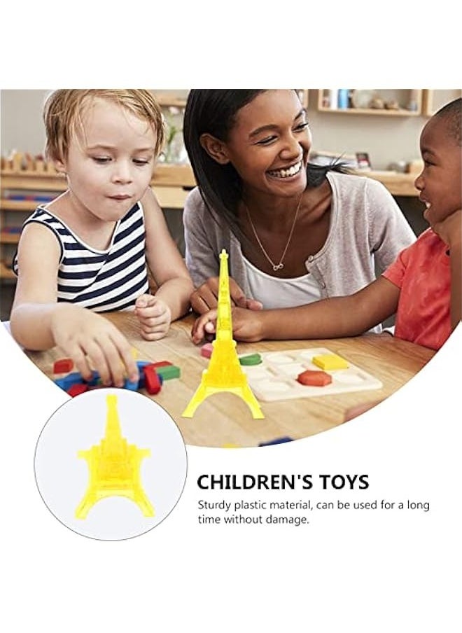 Generic - 1 Set Transparent Eiffel Tower Puzzle Crystal Jigsaw Model Kit Adults Kids Decorative Building Blocks Eiffel Tower Decor, Yellow - Image 1