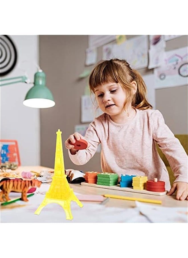 Generic - 1 Set Transparent Eiffel Tower Puzzle Crystal Jigsaw Model Kit Adults Kids Decorative Building Blocks Eiffel Tower Decor, Yellow - Image 1