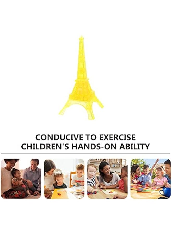 Generic - 1 Set Transparent Eiffel Tower Puzzle Crystal Jigsaw Model Kit Adults Kids Decorative Building Blocks Eiffel Tower Decor, Yellow - Image 1